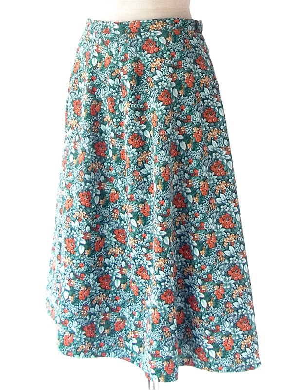 1970年代 ヴィンテージ レトロ 花柄 ロングスカート