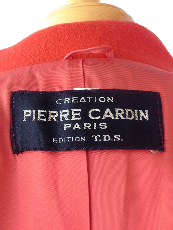 【送料無料】70年代製 Pierre Cardin レッドX ウール ピーコート 24NS000【ヨーロッパ古着】